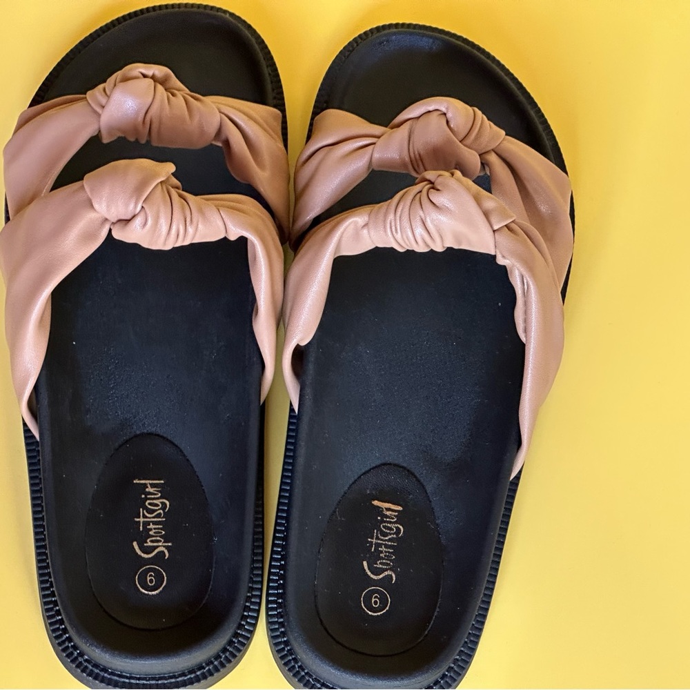 Sportsgirl faux leather slides with knot detail in taupe - Picture 4 of 4